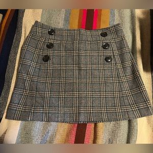 Vintage Gray Tartan Plaid Mini Skirt. Size 2. Wool Blend. Varsity, preppy